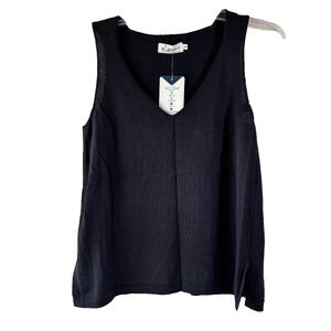 iLinen Classic Cotton Tank‎ Top Black Women's Size S Ecotec Yarn NWT